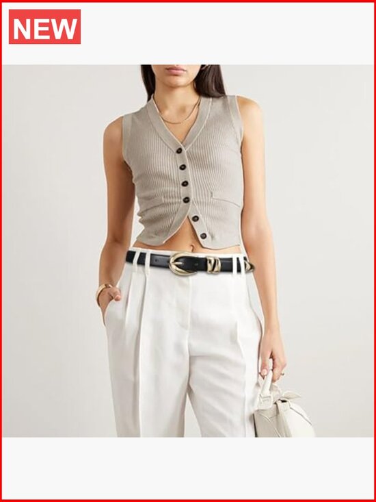 Faux Leather Belt with Gold Metal Buckle for Women Regular Fit